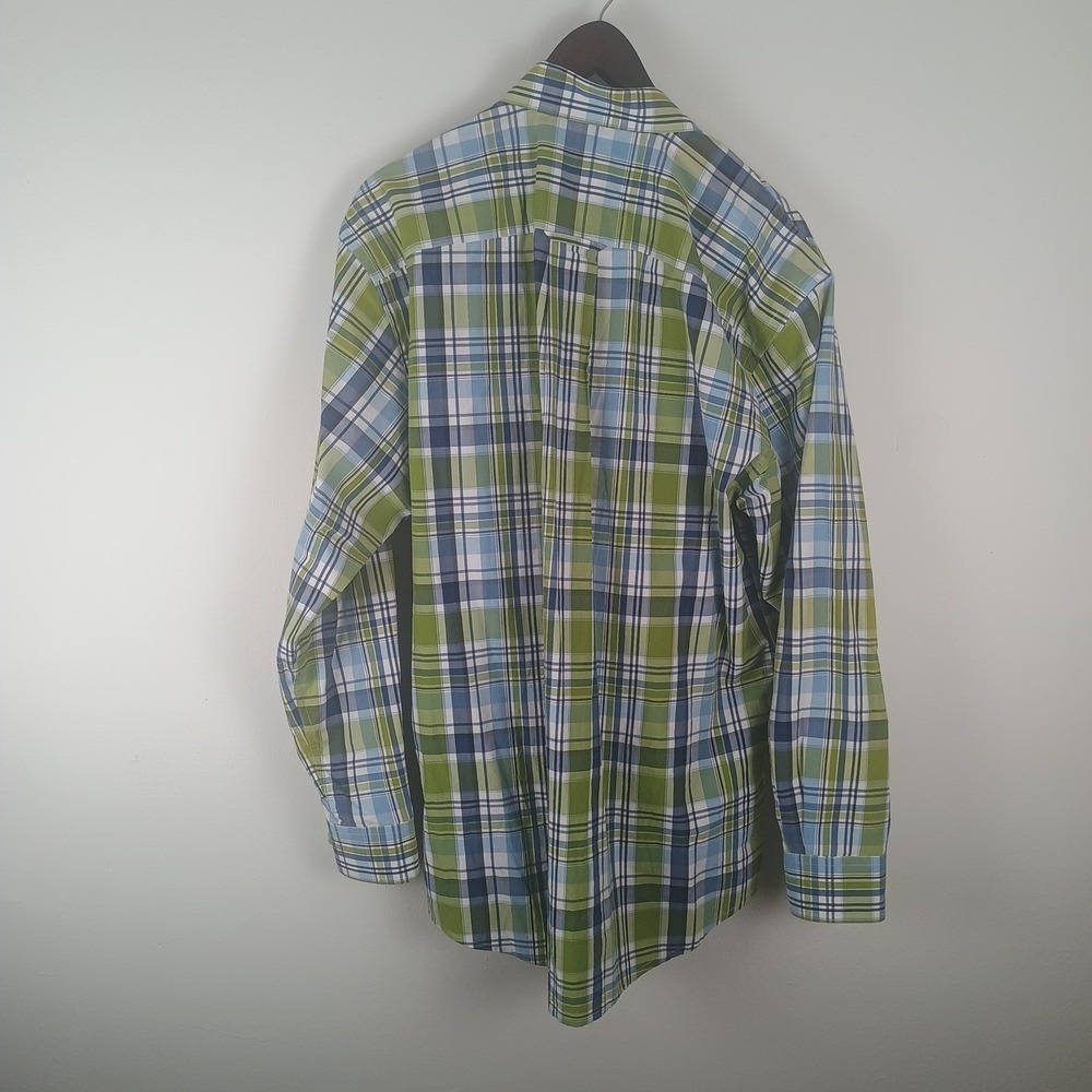 Orvis Heritage Wash Green Blue Plaid Button Down Shirt Mens Large L 2GMX - Picture 3 of 11